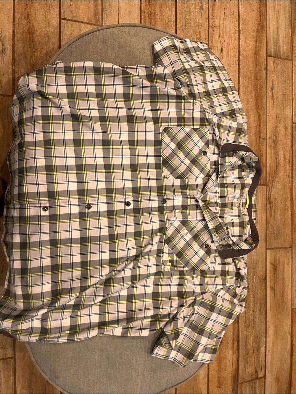 Under Armour HeatGear Plaid Short Sleeve Button Up Utility Shirt 3XL Loose